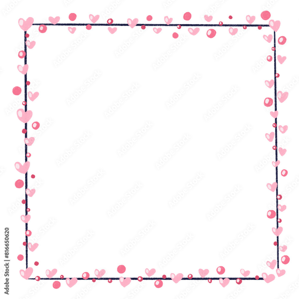 Pink Border With Hearts And Dots Pink Border With Hearts And Dots