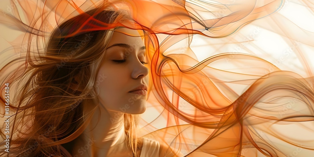 Psychedelic Portrait of a Young Woman with Mental Health Concept. Concept Psychedelic Art, Portrait Photography, Mental Health Awareness Psychedelic Portrait of a Young Woman with Mental Health Concept. Concept Psychedelic Art, Portrait Photography, Mental Health Awareness