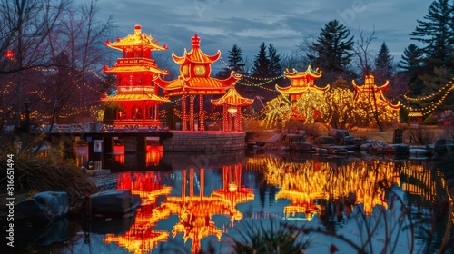 Chineese Lanterns at Gardens of Light, Montreal, Quebec, Canada. photo
