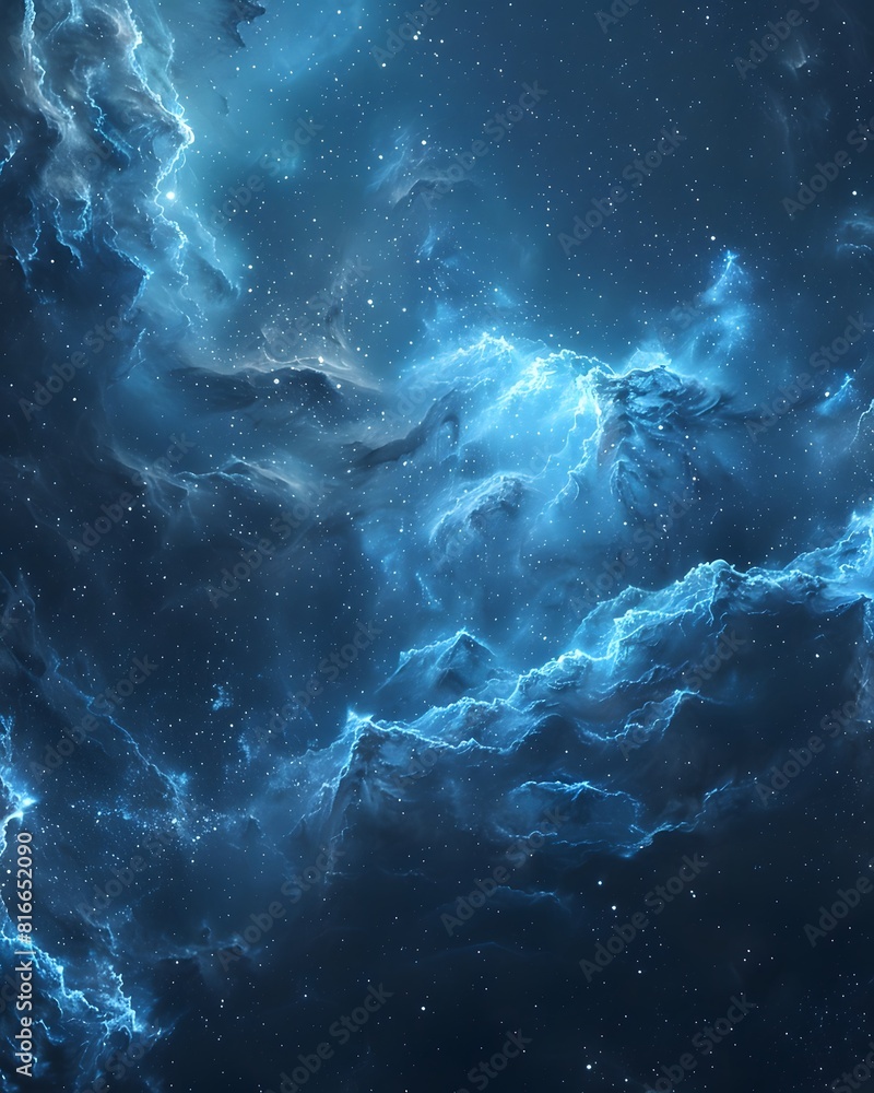blue nebula in space, starry sky, dark background blue nebula in space, starry sky, dark background