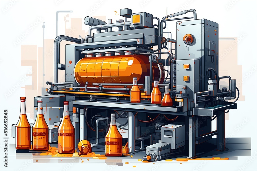 orange juice production process, illustration orange juice production process, illustration