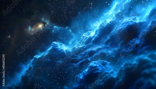blue nebula in space, starry sky, dark background © dip