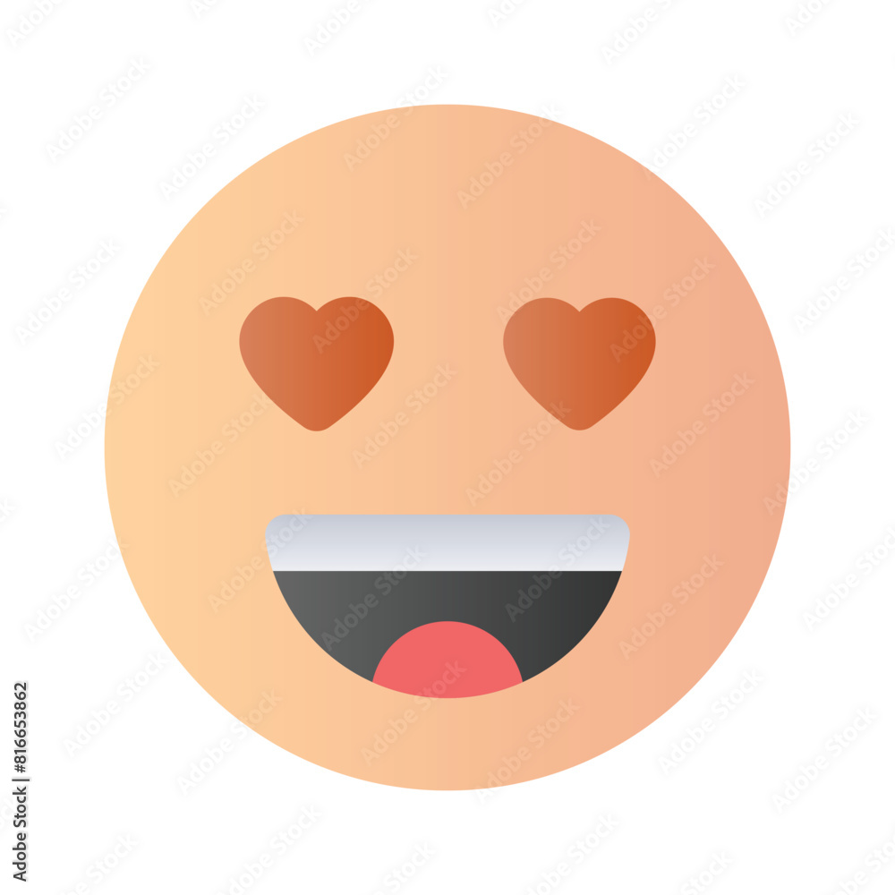 Happy face with heart symbols on eyes, concept icon of in love emoji Happy face with heart symbols on eyes, concept icon of in love emoji