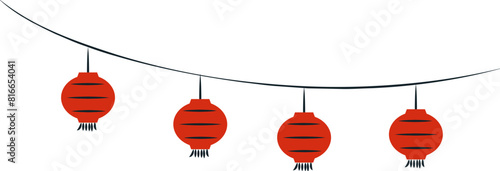 A string of lanterns hanging on the line decoration