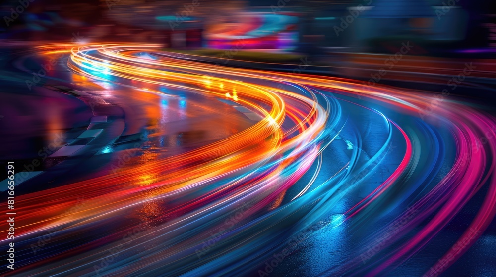 colorful long exposure background of traffic moving light of speed transportation cars on a road. colorful long exposure background of traffic moving light of speed transportation cars on a road.