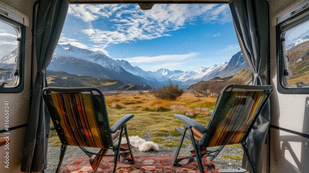 Rooms with chairs face views of snow-capped mountains. Suitable for tourists who want to relax. Rooms with chairs face views of snow-capped mountains. Suitable for tourists who want to relax.