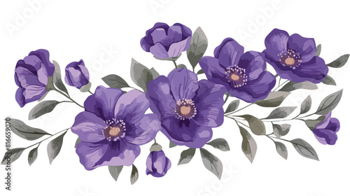 Purple flowers bouquet over white Vector style vector