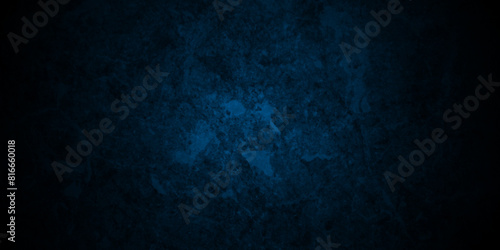 Dark blue stone wall blank watercolor backdrop light design. Dark blue or black slate background rock distress texture. High Resolution on dark black and blue Cement Texture Background.