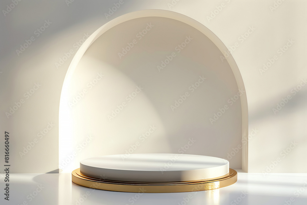 3D rendering of a white and gold podium 3D rendering of a white and gold podium