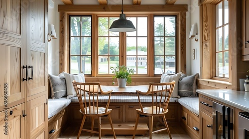 Enjoying a Cozy Breakfast in a Charming Nook - Warm morning light illuminates a beautifully set breakfast table in a cozy nook, inviting you to start your day with comfort and style