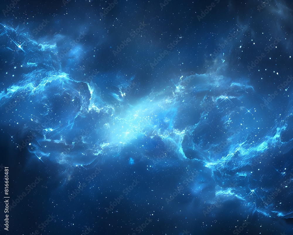 Obraz premium blue nebula in space, starry sky, dark background