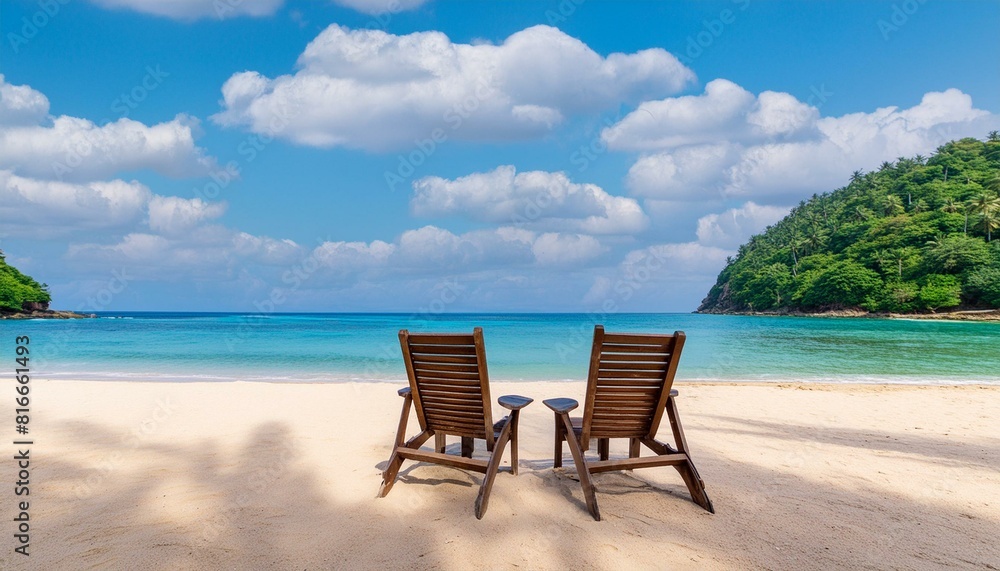 Seashore Solitude: Coastal Relaxation in Wooden Chairs Seashore Solitude: Coastal Relaxation in Wooden Chairs