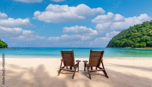 Seashore Solitude  Coastal Relaxation in Wooden Chairs