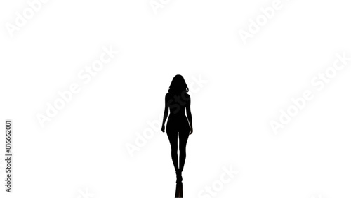 silhouette of a woman on transparent background, vector graphic illustration.
