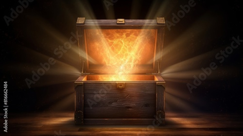A beautiful illustration of a treasure chest. Background, concept of wealth and well-being.