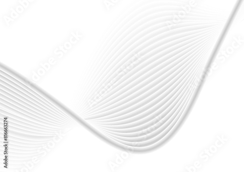Abstract white grey smooth linear waves minimal elegant background. Vector design