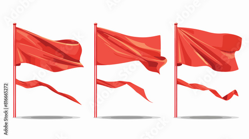 Red flags waving isolated icon Vector style vector photo