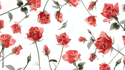 Red roses on white background. Valentines Day celebratuion