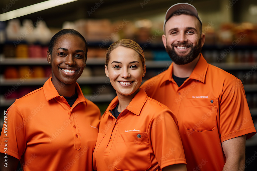 Friendly experienced supermarket store department worker professional at workplace Generative AI illustration Friendly experienced supermarket store department worker professional at workplace Generative AI illustration