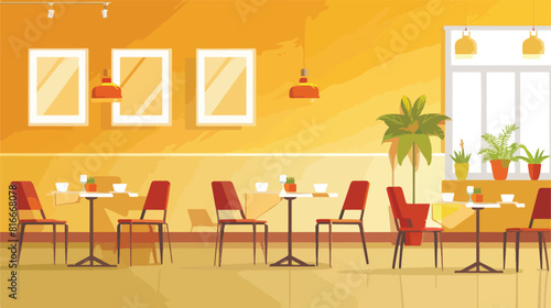 Restaurant design over yellow background vector illus