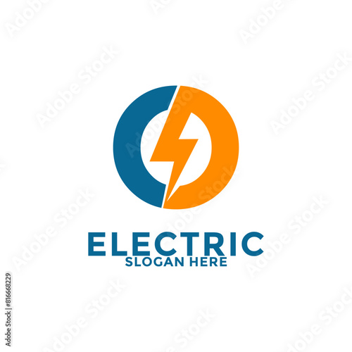Initial O Letter with Lightning Bolt Logo Vector Design, Electric Logo template