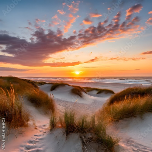Sunset Serenity: Dunes and Beach on Texel Island