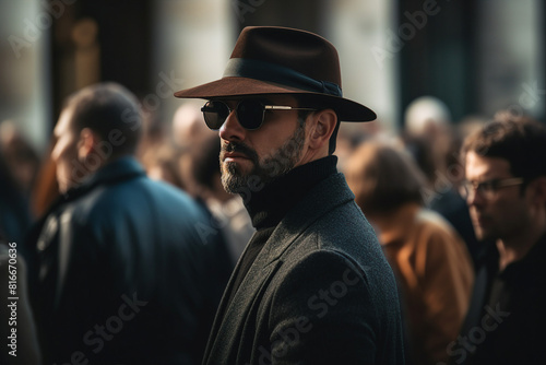 Creative AI generated picture vintage spy movie style secret agent person at work