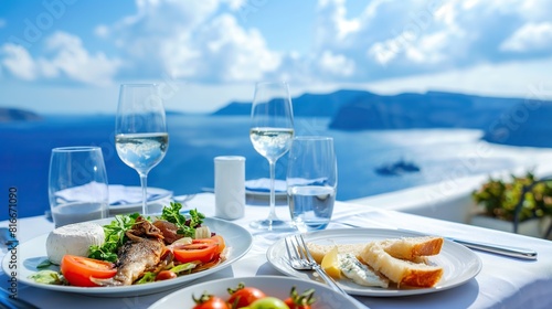 Fototapeta Naklejka Na Ścianę i Meble -  table in a restaurant with sea view