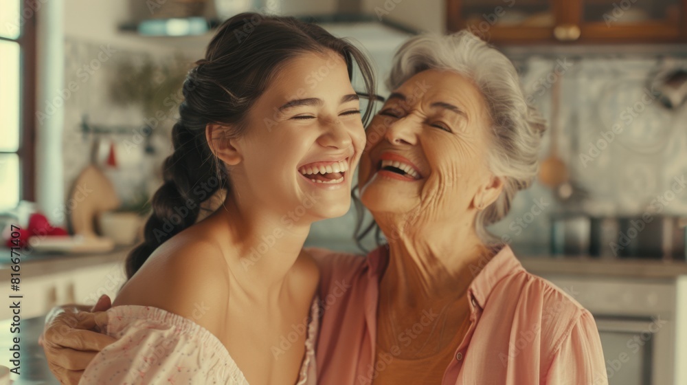 Naklejka premium A Joyful Hug Between Generations