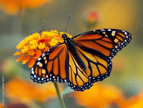 monarch butterfly on a flower,
A monarch butterfly Danaus plexippus migration
 photo