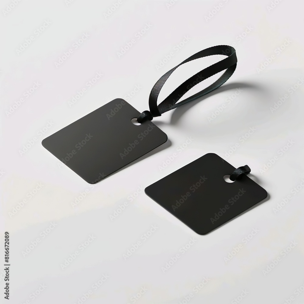 Fototapeta premium blank black hang tag for mockup.