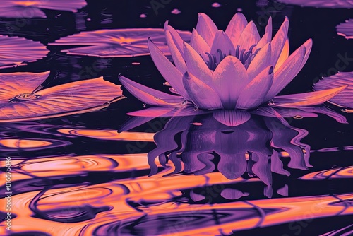 Vibrant Lotus Flower with Reflective Water