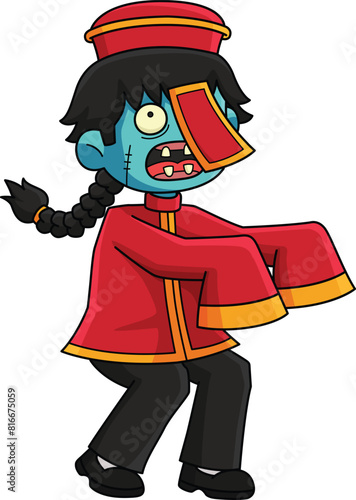 Chinese Zombie Cartoon Colored Clipart 
