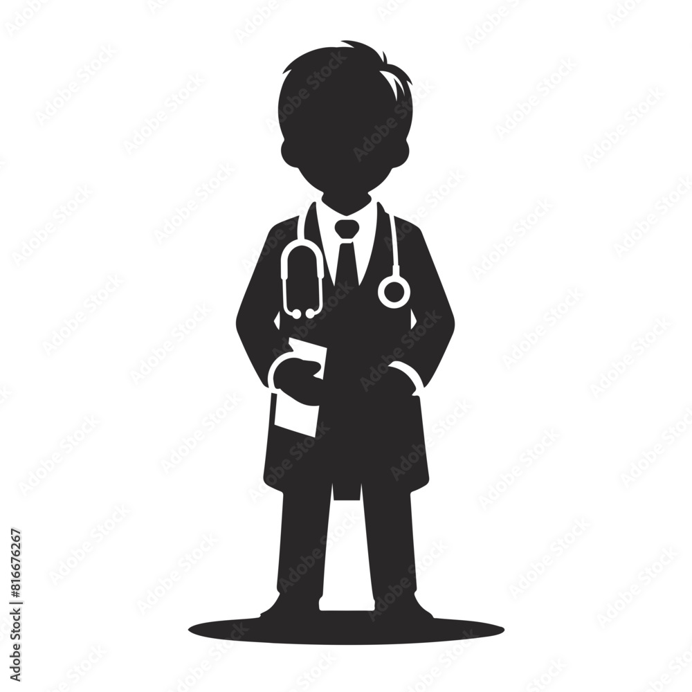 Silhouette of a doctor with a stethoscope, representing medical profession and healthcare Silhouette of a doctor with a stethoscope, representing medical profession and healthcare