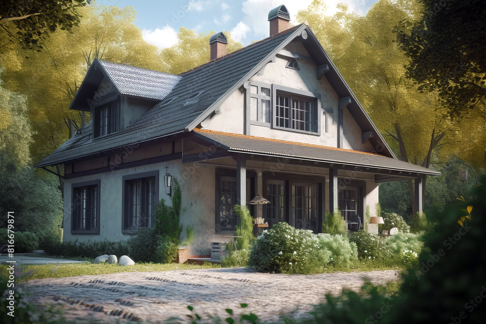 Small private house in Fachwerk architectural style. Small private house in Fachwerk architectural style.