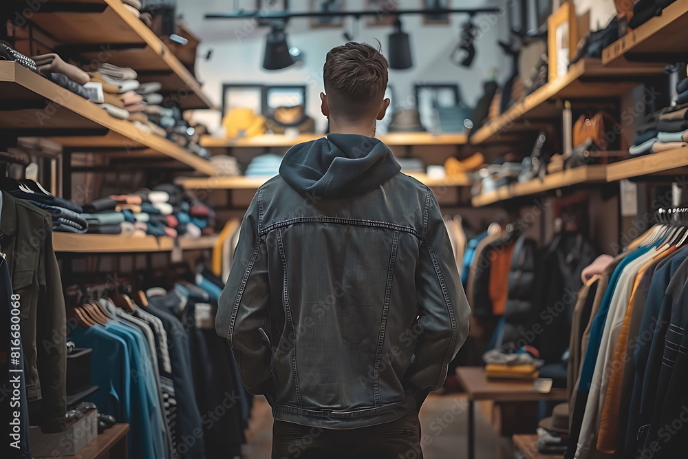 man browsing in a clothing boutique