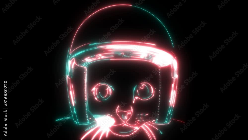 neon animation of cat head neon animation of cat head