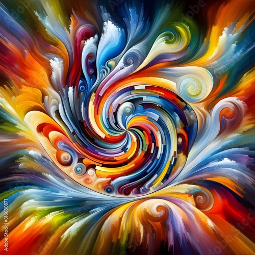 Vibrant Vertex abstract colorful shapes swirling and converging in a radiant display