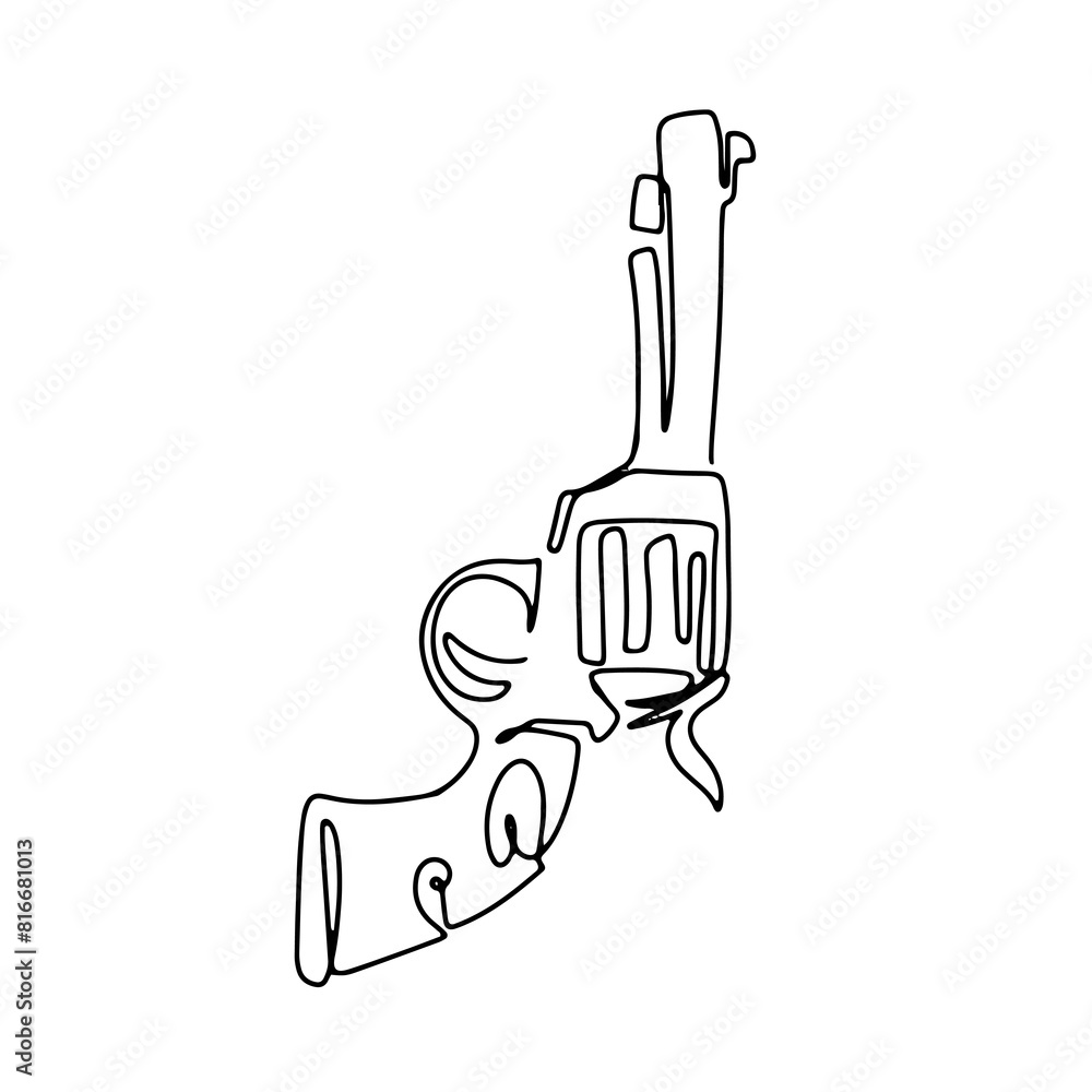 gun cowboy snipper power drill holiday illustration design one line element icon logo