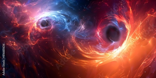 When Two Supermassive Black Holes Collide, Ejecting Debris Into Space and Unleashing an Ethereal Being. Concept Space Collisions, Black Hole Phenomena, Celestial Events, Cosmic Mysteries