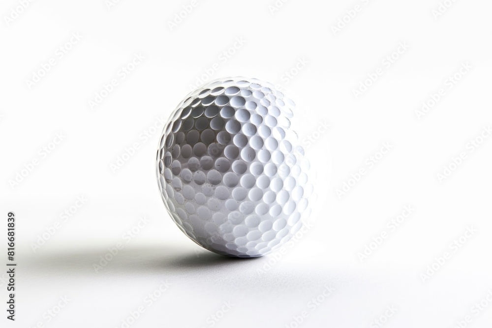 A golf ball placed on a plain white background. Perfect for sports or leisure concepts A golf ball placed on a plain white background. Perfect for sports or leisure concepts