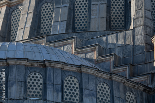 Architectural details of Suleymaniye Mosque in focus. photo