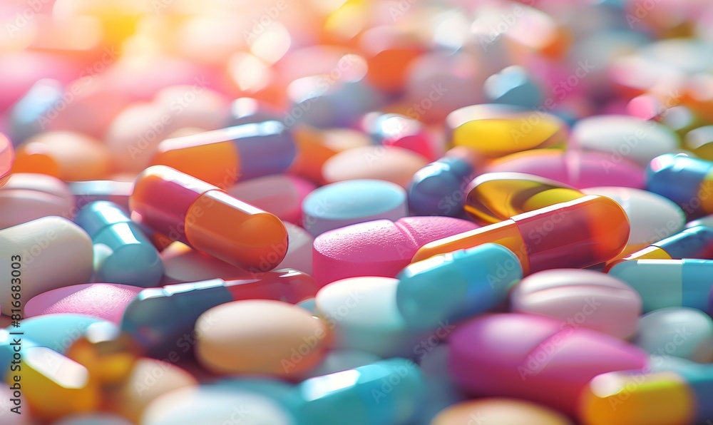 colorful pills and capsules, Generative AI colorful pills and capsules, Generative AI