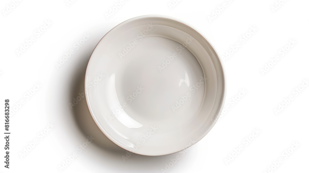 Empty ceramic round plate isolated on white background. View from above. Empty ceramic round plate isolated on white background. View from above.