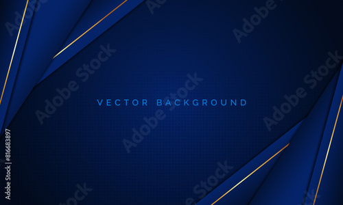 modern dark blue luxury with gold lines premium background
