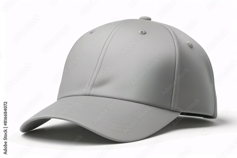 grey or silver baseball cap. snapback hat. front view. isolated on white background. for mockups and branding identity grey or silver baseball cap. snapback hat. front view. isolated on white background. for mockups and branding identity