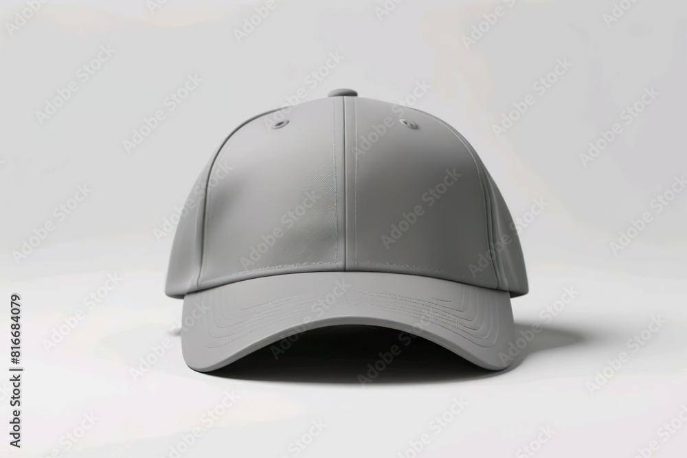 grey or silver baseball cap. snapback hat. front view. isolated on white background. for mockups and branding identity grey or silver baseball cap. snapback hat. front view. isolated on white background. for mockups and branding identity