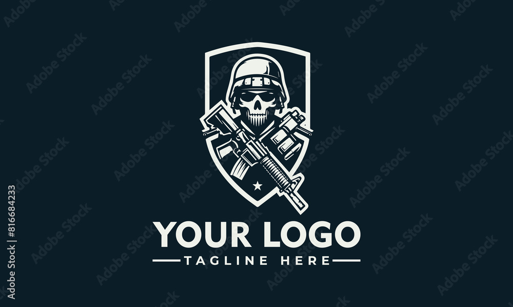 simple soldier vector logo illustration simple logo soldier military army wearing skull mask with a weapon