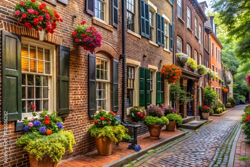 Picturesque Urban Street with Historic Townhouses © Phary