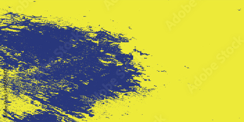 abstract grunge background with paint brush and halftone effect, template design banner with blue and yellow gradient colors of ukrainian flag